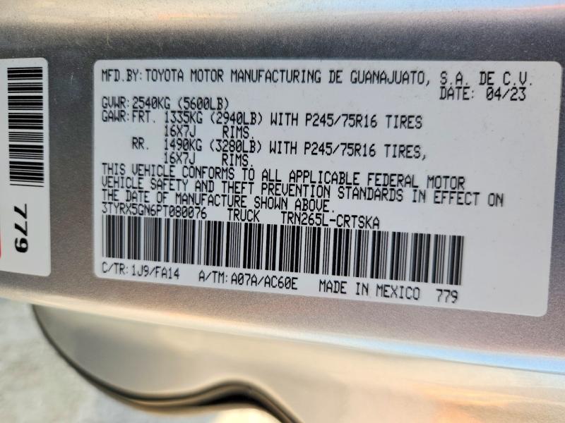 Aukcja sprzedaży 2023 Toyota Tacoma, vin: 3TYRX5GN6PT080076, numer aukcji: 66075596