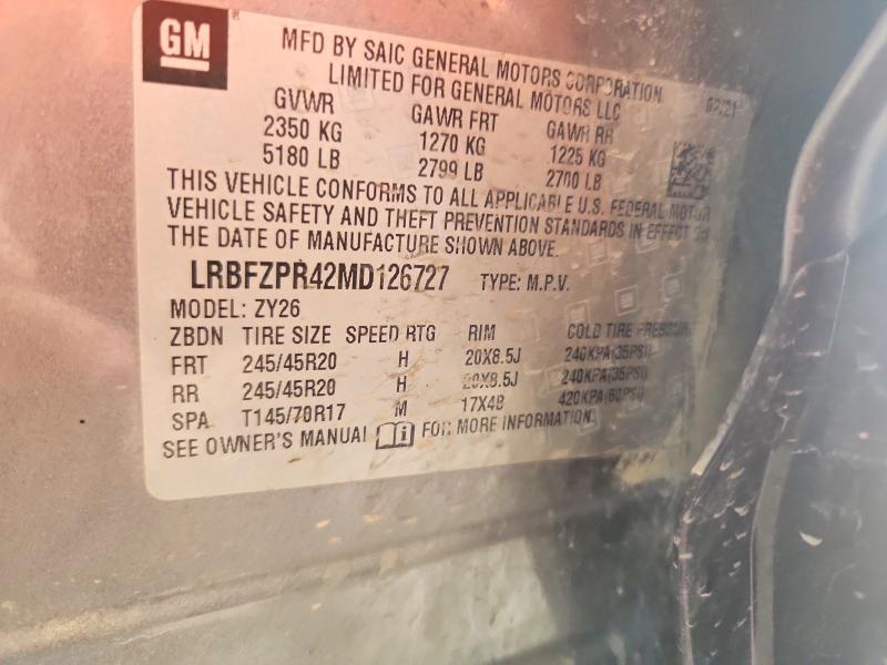 65411256 :رقم المزاد ، LRBFZPR42MD126727 vin ، 2021 Buick Envision مزاد بيع