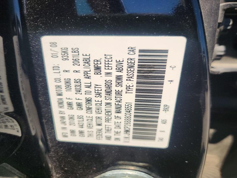 63740416 :رقم المزاد ، JHMCP26888C048551 vin ، 2008 Honda Accord مزاد بيع