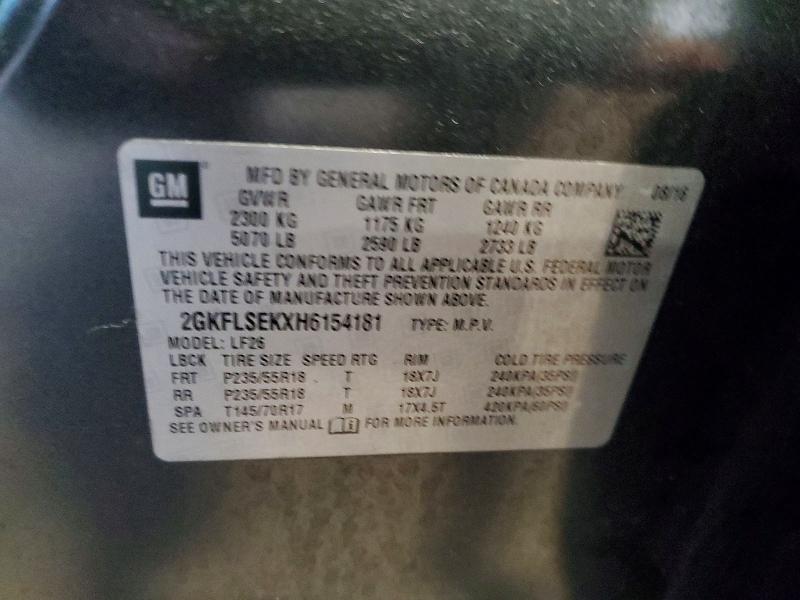 Aukcja sprzedaży 2017 Gmc Terrain, vin: 2GKFLSEKXH6154181, numer aukcji: 63598556