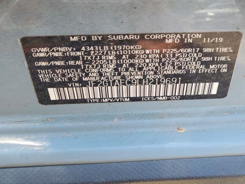Продаж на аукціоні авто 2020 Subaru Crosstrek, vin: JF2GTAEC9LH219691, номер лоту: 63914796