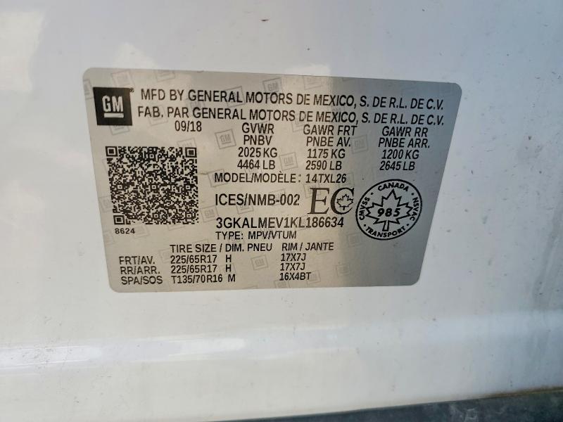 65654786 :رقم المزاد ، 3GKALMEV1KL186634 vin ، 2019 Gmc Terrain مزاد بيع