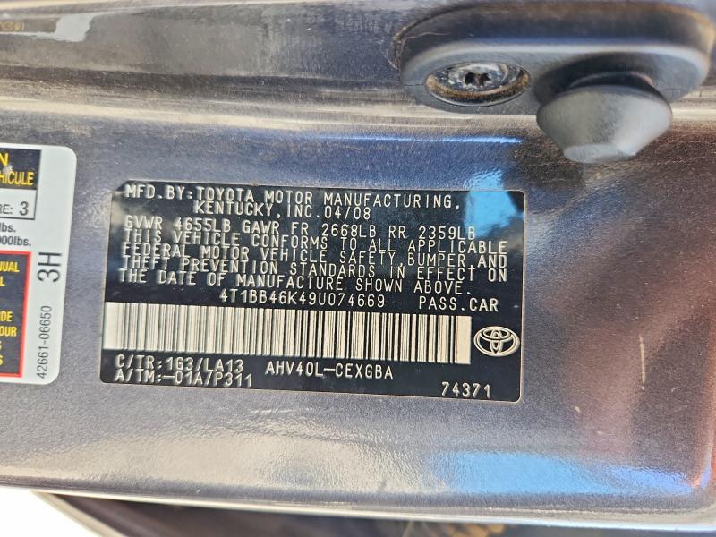Aukcja sprzedaży 2009 Toyota Camry, vin: 4T1BB46K49U074669, numer aukcji: 66141826