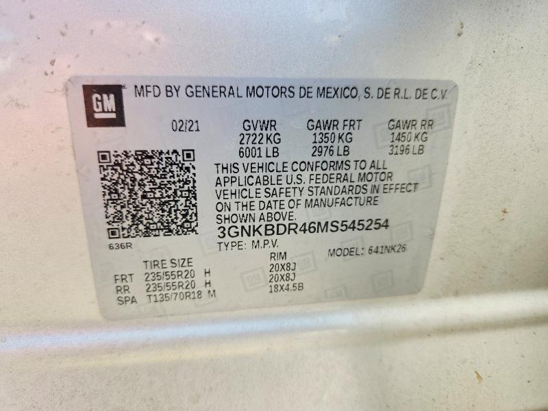 66303916 :رقم المزاد ، 3GNKBDR46MS545254 vin ، 2021 Chevrolet Blazer مزاد بيع