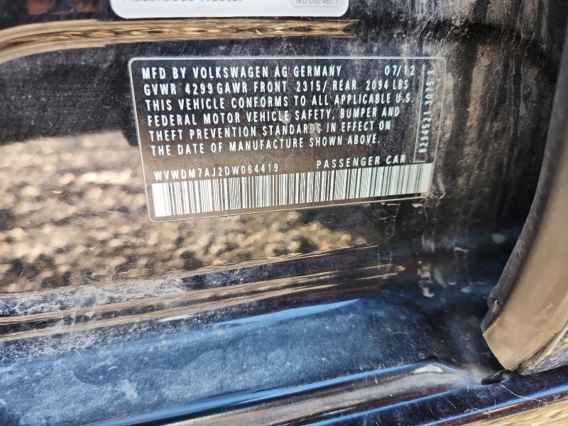 Aukcja sprzedaży 2013 Volkswagen Golf, vin: WVWDM7AJ2DW064419, numer aukcji: 66562396