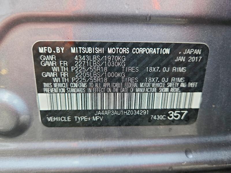 Продаж на аукціоні авто 2017 Mitsubishi Outlander Sport, vin: JA4AP3AU1HZ034291, номер лоту: 63739706