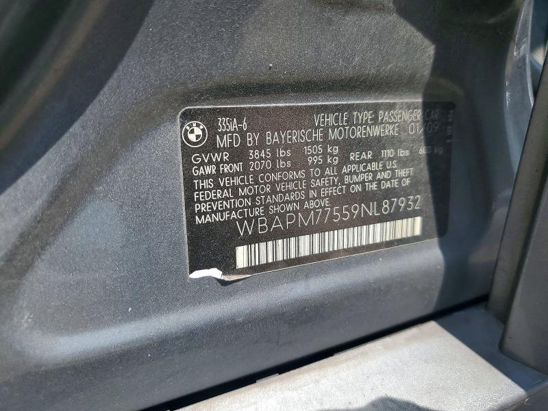 Продаж на аукціоні авто 2009 Bmw 335, vin: WBAPM77559NL87932, номер лоту: 63955066