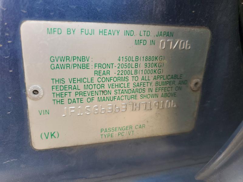 Продаж на аукціоні авто 2007 Subaru Forester, vin: JF1SG63637H719106, номер лоту: 66443186