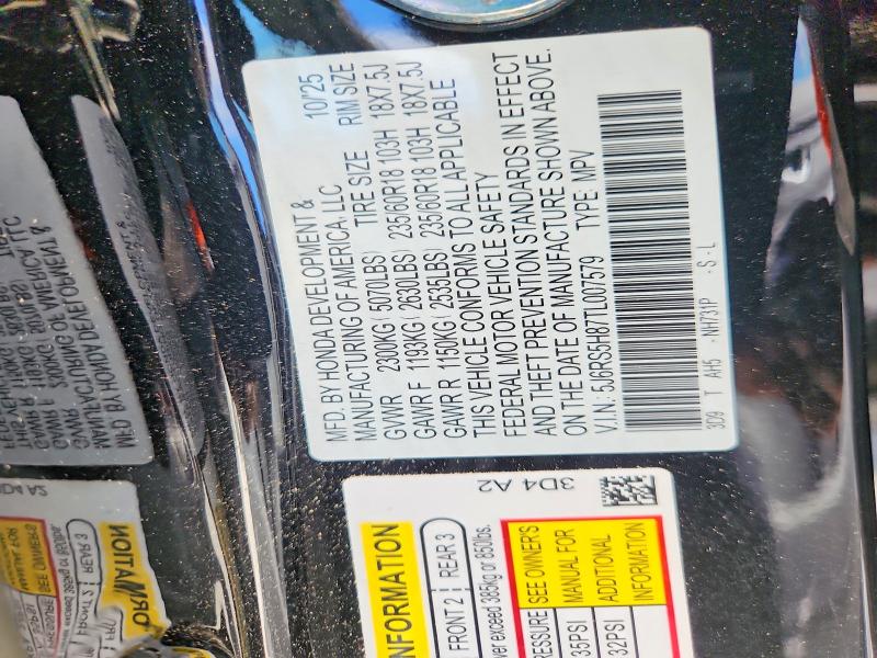 Продаж на аукціоні авто 2026 Honda Cr-v, vin: 5J6RS5H87TL007579, номер лоту: 64378756