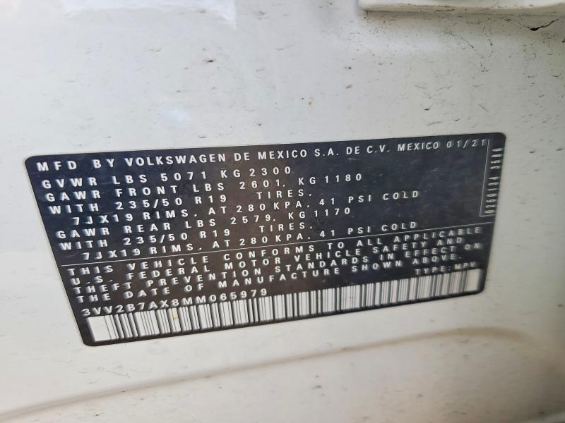 Продажа на аукционе авто 2021 Volkswagen Tiguan, vin: 3VV2B7AX8MM065979, номер лота: 66807166
