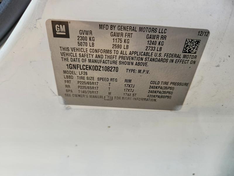 Aukcja sprzedaży 2013 Chevrolet Equinox, vin: 1GNFLCEK0DZ108270, numer aukcji: 64381686