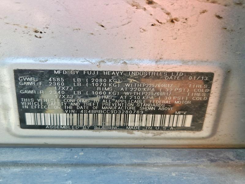 2013 Subaru Outback მანქანა იყიდება აუქციონზე, vin: 4S4BRBCC9D3280789, აუქციონის ნომერი: 65010236
