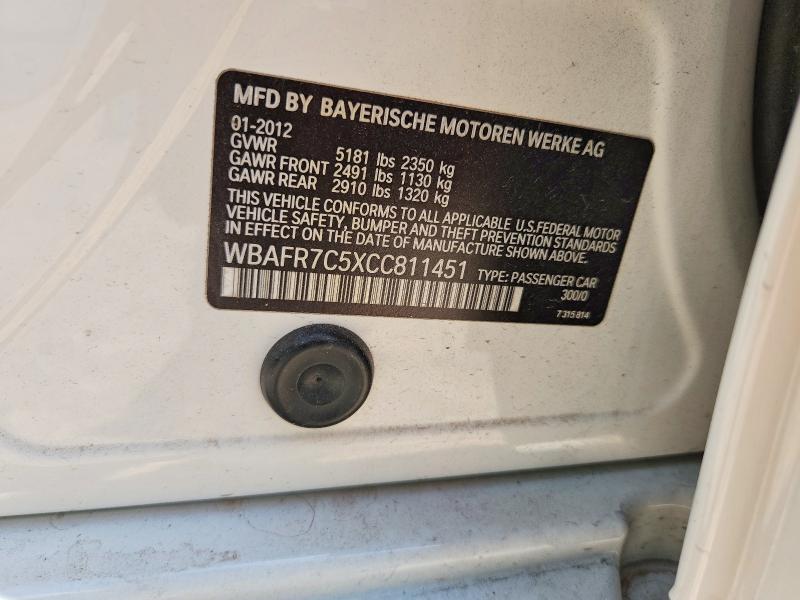 Продаж на аукціоні авто 2012 Bmw 535, vin: WBAFR7C5XCC811451, номер лоту: 67280956