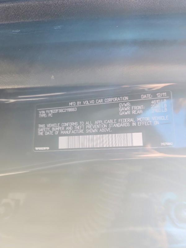 Aukcja sprzedaży 2012 Volvo S60, vin: YV1622FS6C2118663, numer aukcji: 63477366