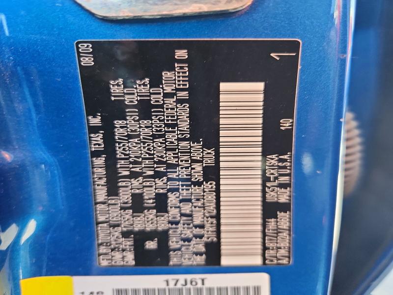 65459206 :رقم المزاد ، 5TFRY5F12AX080195 vin ، 2010 Toyota Tundra مزاد بيع