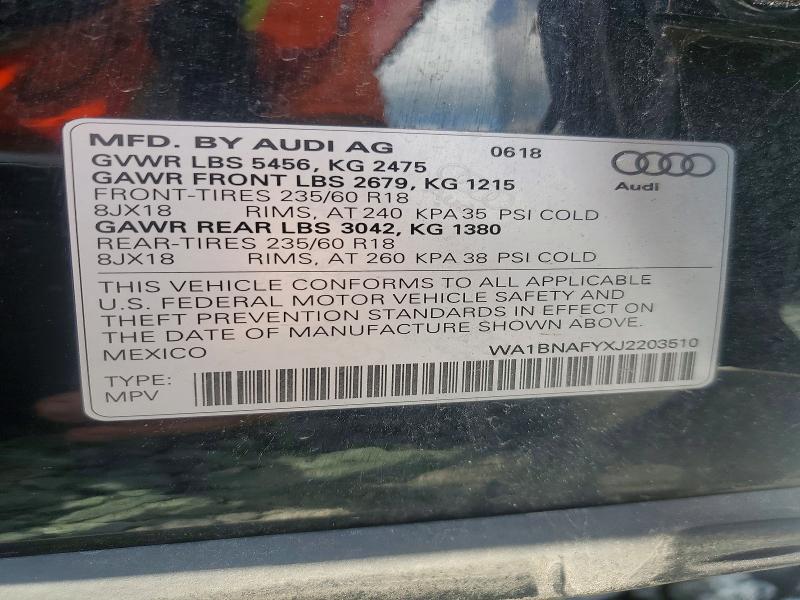 65167606 :رقم المزاد ، WA1BNAFYXJ2203510 vin ، 2018 Audi Q5 مزاد بيع