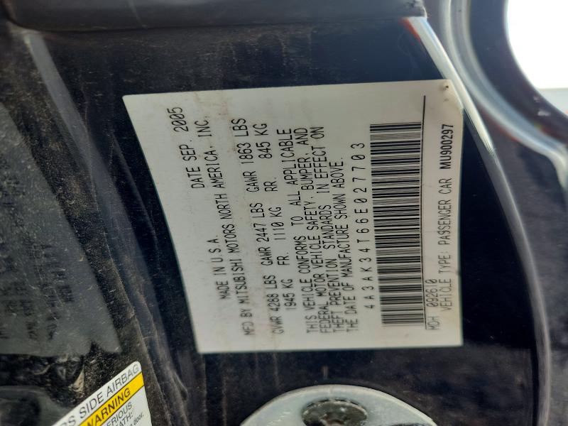 Продажа на аукционе авто 2006 Mitsubishi Eclipse, vin: 4A3AK34T66E027703, номер лота: 65752046