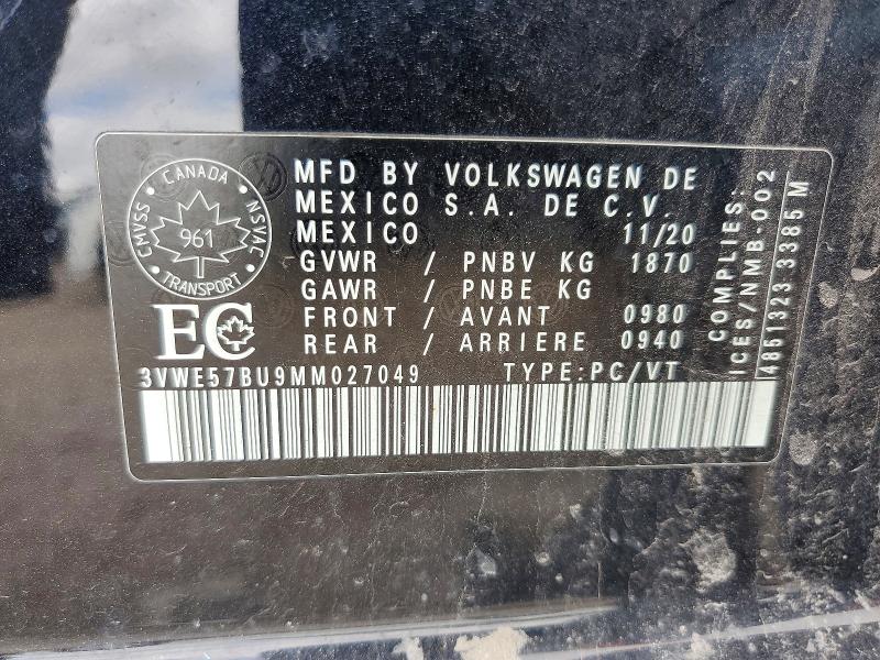 Продажа на аукционе авто 2021 Volkswagen Jetta, vin: 3VWE57BU9MM027049, номер лота: 64993726