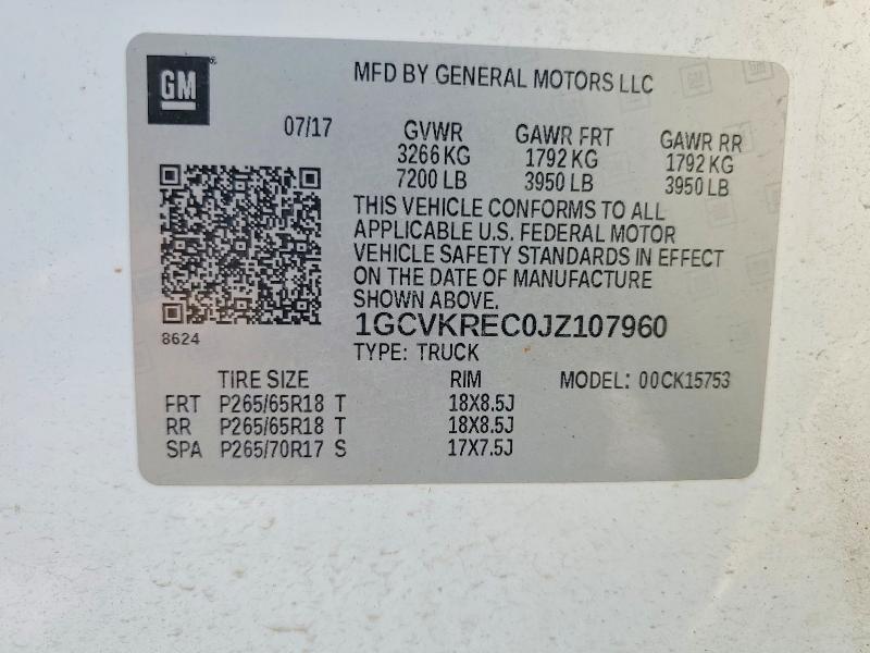 Aukcja sprzedaży 2018 Chevrolet Silverado, vin: 1GCVKREC0JZ107960, numer aukcji: 63697586