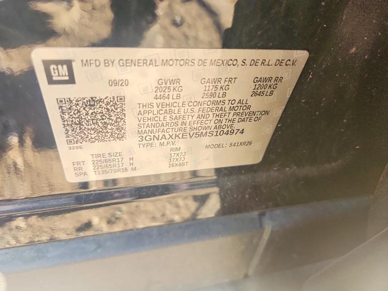 64980276 :رقم المزاد ، 3GNAXKEV5MS104974 vin ، 2021 Chevrolet Equinox مزاد بيع