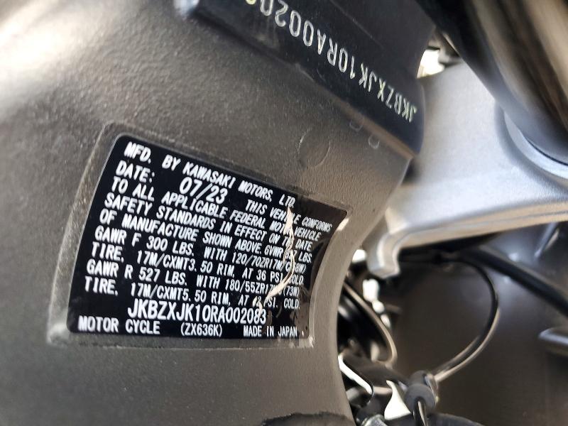 Aukcja sprzedaży 2024 Kawasaki Zx636, vin: JKBZXJK10RA002083, numer aukcji: 64467966