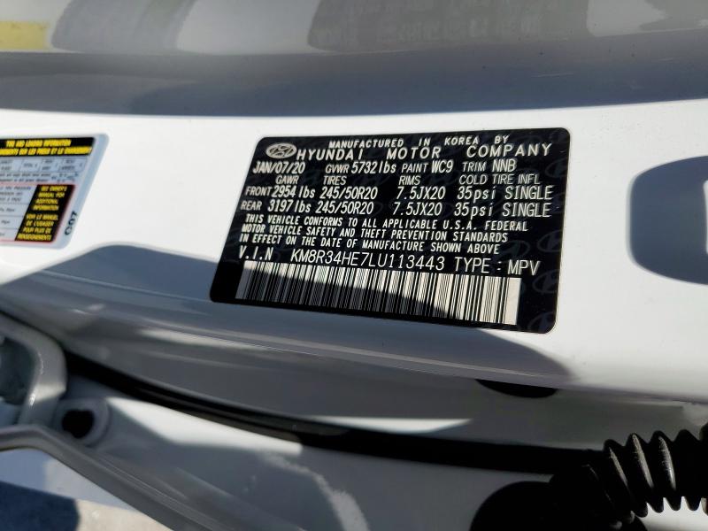 65470476 :رقم المزاد ، KM8R34HE7LU113443 vin ، 2020 Hyundai Palisade مزاد بيع