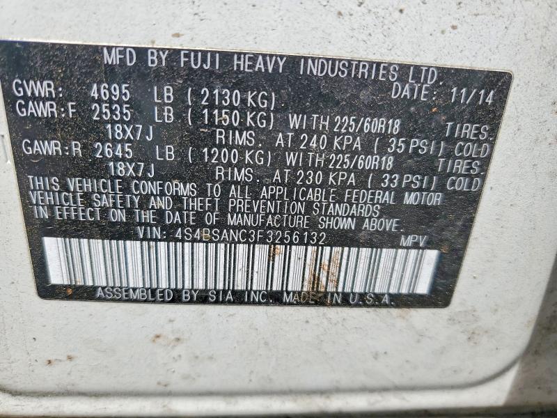 63148376 :رقم المزاد ، 4S4BSANC3F3256132 vin ، 2015 Subaru Outback مزاد بيع