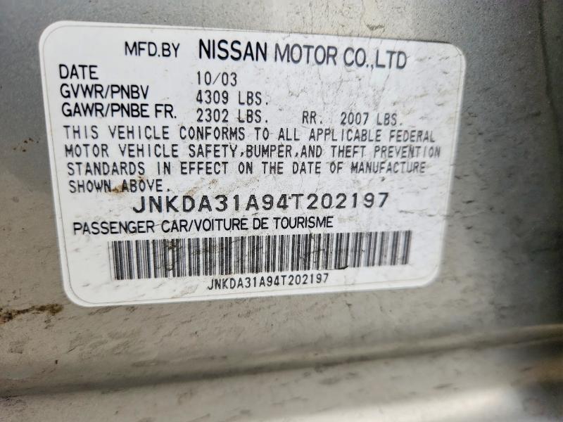 66143386 :رقم المزاد ، JNKDA31A94T202197 vin ، 2004 Infiniti I35 مزاد بيع