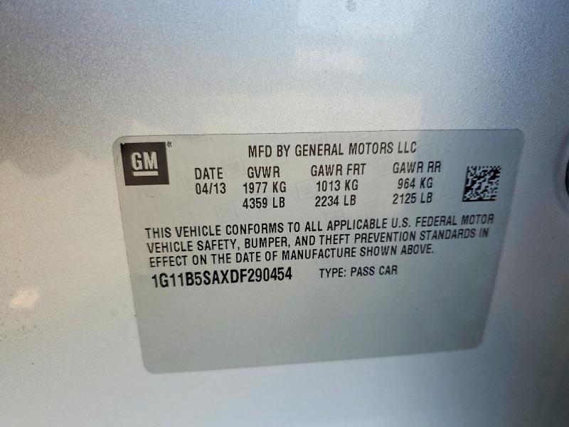 Aukcja sprzedaży 2013 Chevrolet Malibu, vin: 1G11B5SAXDF290454, numer aukcji: 64028576