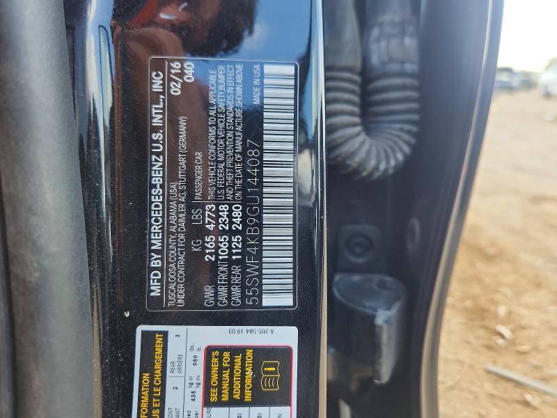 Продаж на аукціоні авто 2016 Mercedes-benz C, vin: 55SWF4KB9GU144087, номер лоту: 63535626