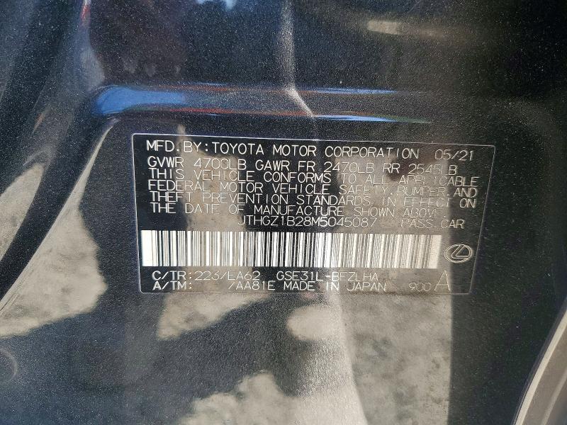 Aukcja sprzedaży 2021 Lexus Is, vin: JTHGZ1B28M5045087, numer aukcji: 64469406