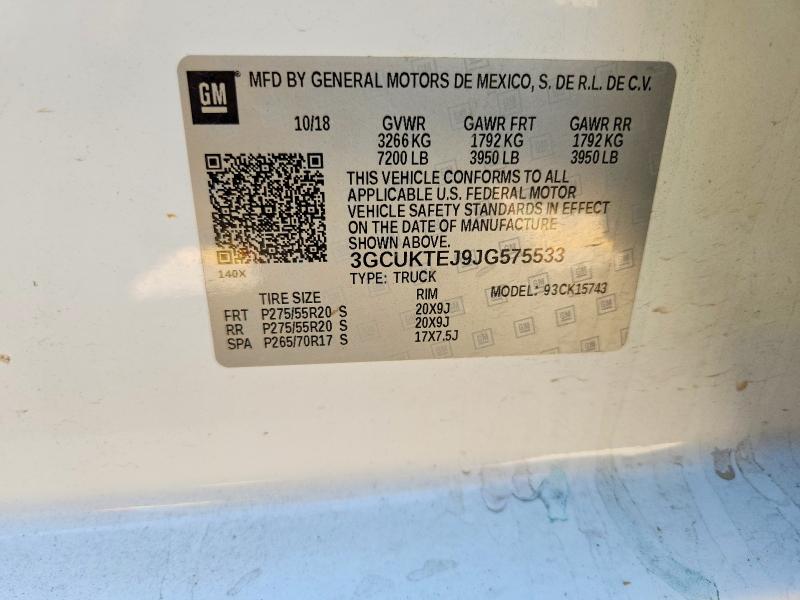 Aukcja sprzedaży 2018 Chevrolet Silverado, vin: 3GCUKTEJ9JG575533, numer aukcji: 66898866