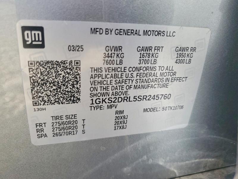Aukcja sprzedaży 2025 Gmc Yukon, vin: 1GKS2DRL5SR245760, numer aukcji: 67312416