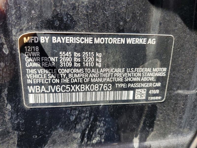 Aukcja sprzedaży 2019 Bmw 640, vin: WBAJV6C5XKBK08763, numer aukcji: 65387446