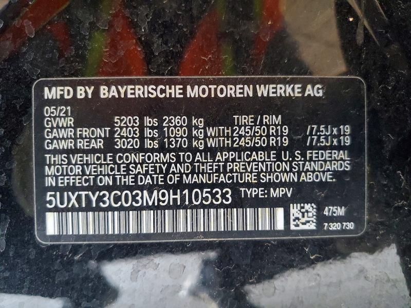 Aukcja sprzedaży 2021 Bmw X3, vin: 5UXTY3C03M9H10533, numer aukcji: 65871336
