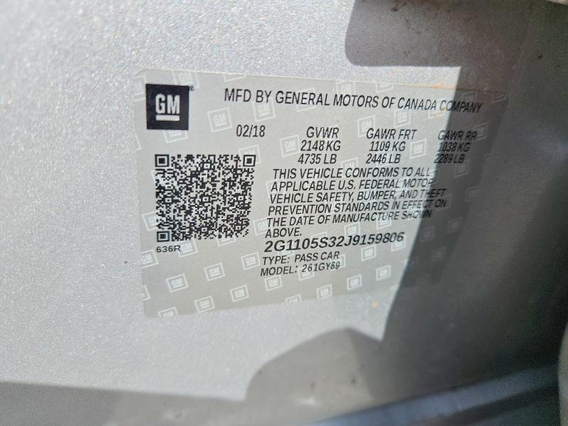 Aukcja sprzedaży 2018 Chevrolet Impala, vin: 2G1105S32J9159806, numer aukcji: 63732696