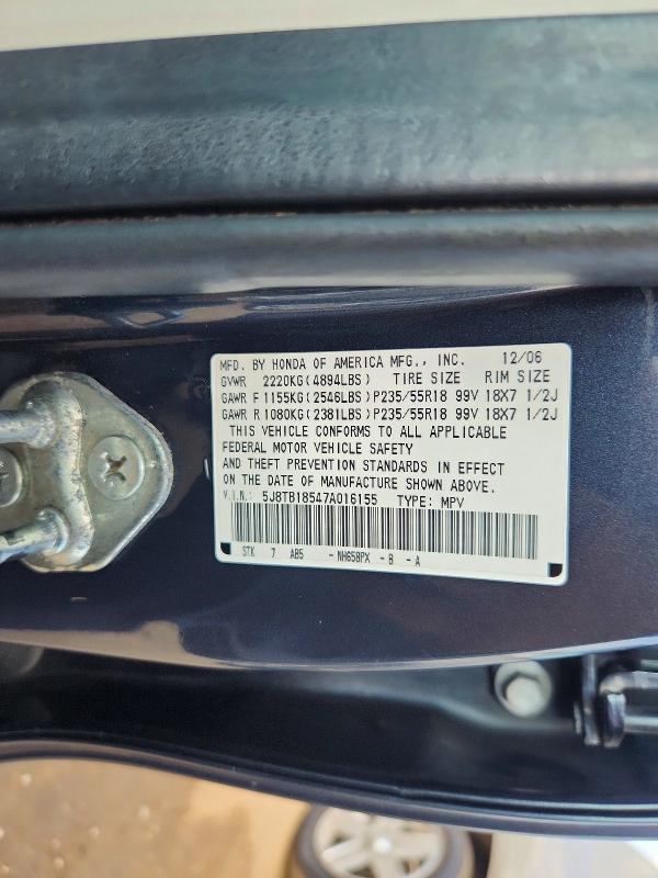 Продажа на аукционе авто 2007 Acura Rdx, vin: 5J8TB18547A016155, номер лота: 64282036
