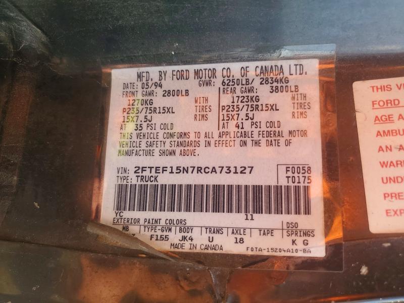Aukcja sprzedaży 1994 Ford F150, vin: 2FTEF15N7RCA73127, numer aukcji: 63128656