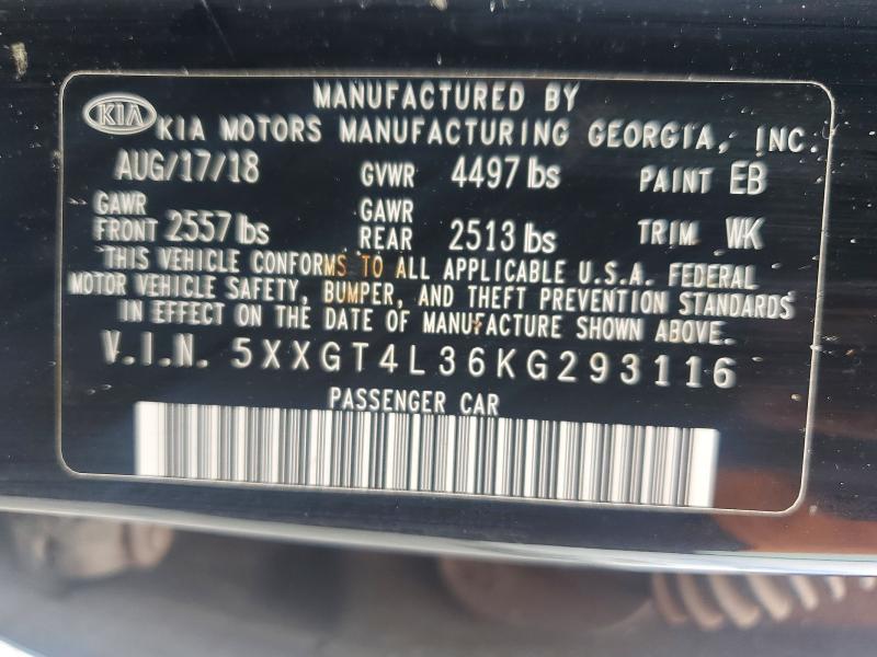 Продаж на аукціоні авто 2019 Kia Optima, vin: 5XXGT4L36KG293116, номер лоту: 63735466
