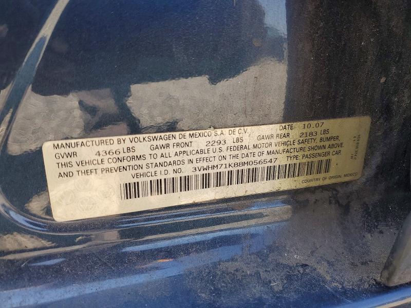 Aukcja sprzedaży 2008 Volkswagen Jetta, vin: 3VWHM71K88M056547, numer aukcji: 63478156