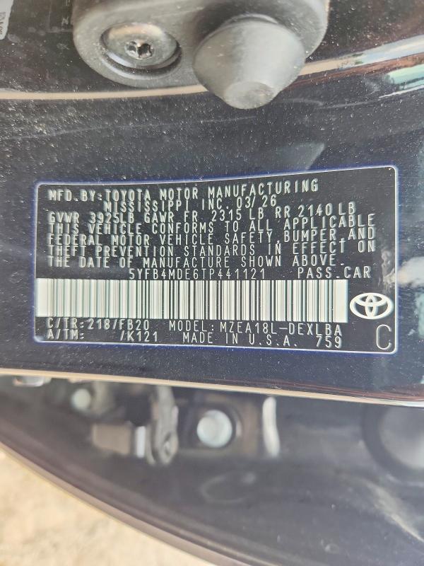 67207766 :رقم المزاد ، 5YFB4MDE6TP441121 vin ، 2026 Toyota Corolla مزاد بيع