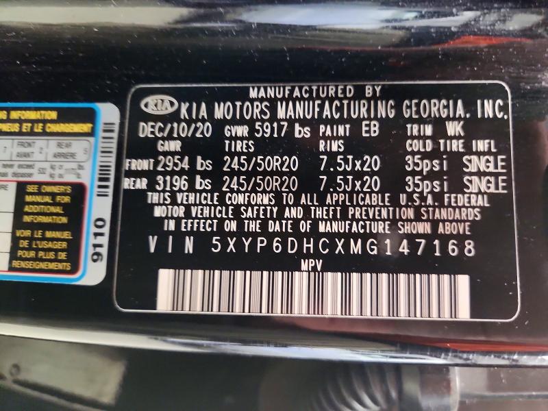 Aukcja sprzedaży 2021 Kia Telluride, vin: 5XYP6DHCXMG147168, numer aukcji: 65151536