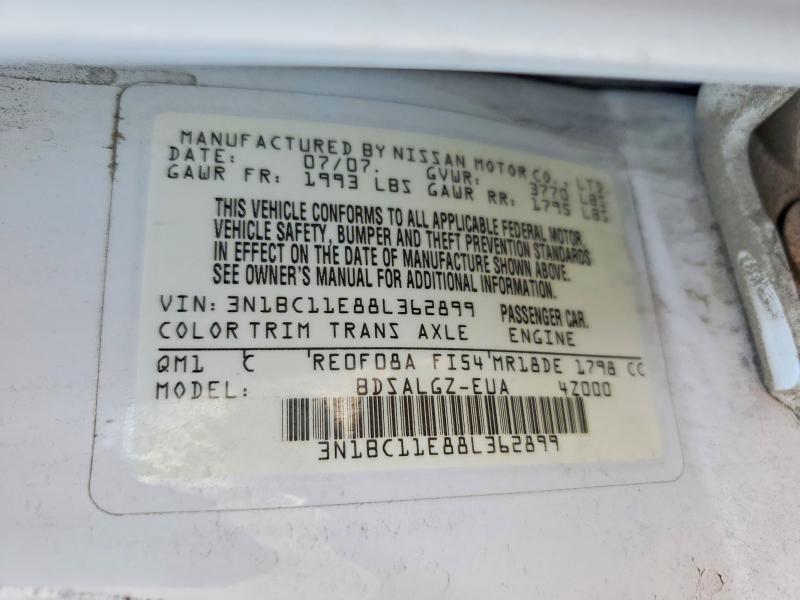 64467656 :رقم المزاد ، 3N1BC11E88L362899 vin ، 2008 Nissan Versa مزاد بيع