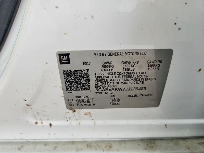 65197506 :رقم المزاد ، 5GAEVAKW7JJ136489 vin ، 2018 Buick Enclave مزاد بيع