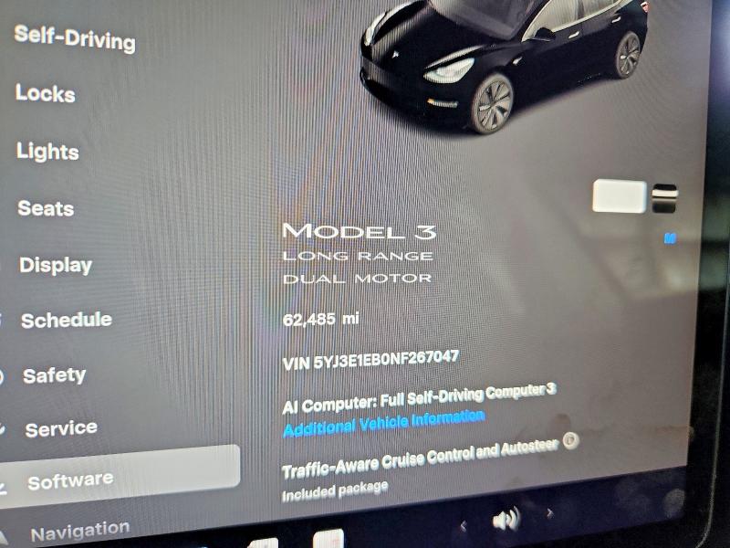 Aukcja sprzedaży 2022 Tesla Model 3, vin: 5YJ3E1EB0NF267047, numer aukcji: 64726846