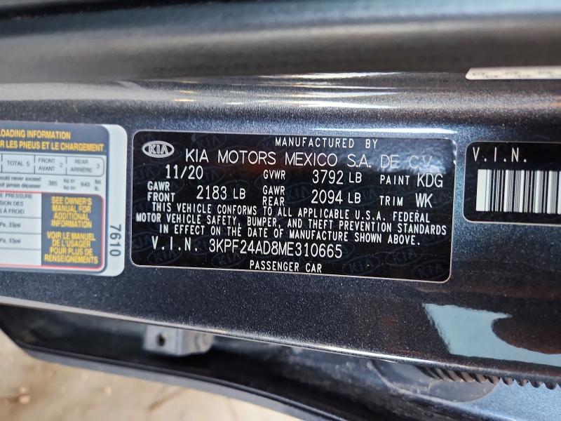 Aukcja sprzedaży 2021 Kia Forte, vin: 3KPF24AD8ME310665, numer aukcji: 66290306