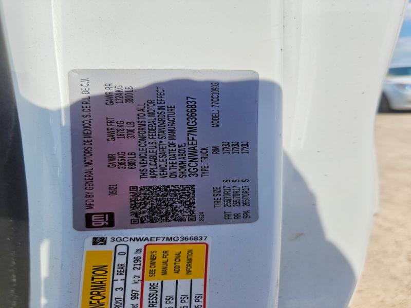 2021 Chevrolet Silverado მანქანა იყიდება აუქციონზე, vin: 3GCNWAEF7MG366837, აუქციონის ნომერი: 66398346