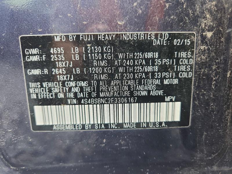 Aukcja sprzedaży 2015 Subaru Outback, vin: 4S4BSBNC2F3306167, numer aukcji: 64472896