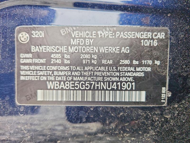65541856 :رقم المزاد ، WBA8E5G57HNU41901 vin ، 2017 Bmw 320 مزاد بيع