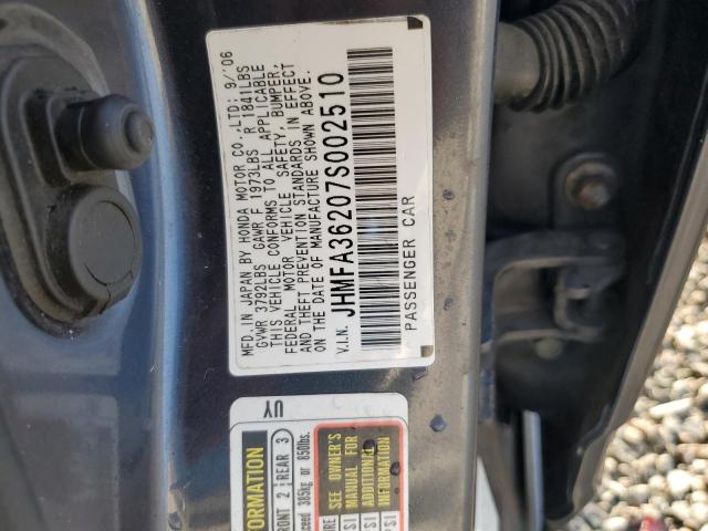 Aukcja sprzedaży 2007 Honda Civic, vin: JHMFA36207S002510, numer aukcji: 63768856